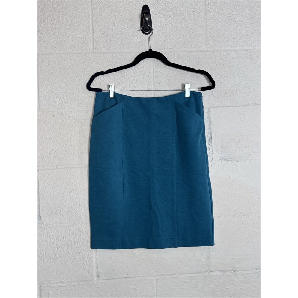 Cabi Sigourney Pencil Skirt Teal‎ Blue Size 4 Style 3220 Stretch Career